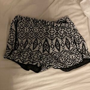 Black and White Geometric Print Shorts